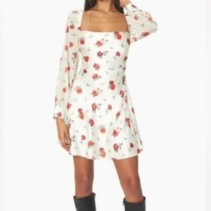 WeWoreWhat puff sleeve cowl dress floral print, sz 10, NWT
